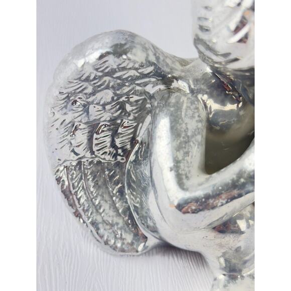 Vintage Silver Angel Figurine Cherub Statue 90s Holiday Decor Guardian Angel - Picture 7 of 16